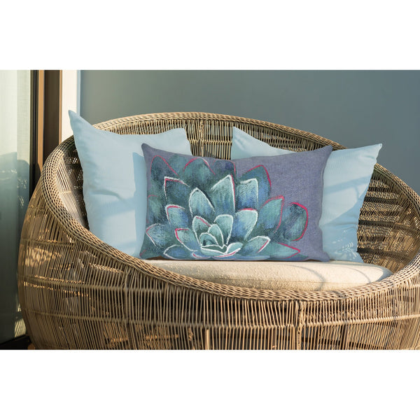 Trans Ocean Liora Manne Visions Iv Indoor/Outdoor Handmade Pillow - Stunning Botanicals For Modern Spaces Blue Polyester 7sd1s431603