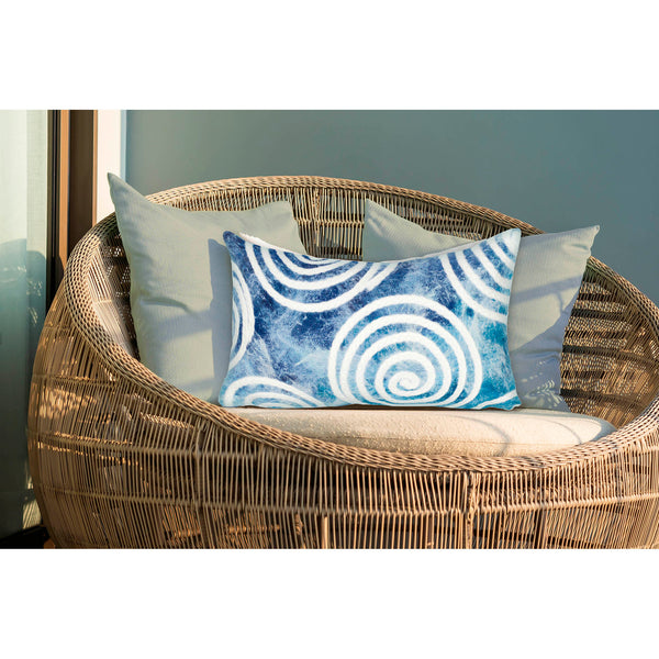Trans Ocean Liora Manne Visions Iv Curl Indoor/Outdoor Handmade Pillow - Durable, Artistic Accent For Any Space Blue Polyester 7sd1s505503