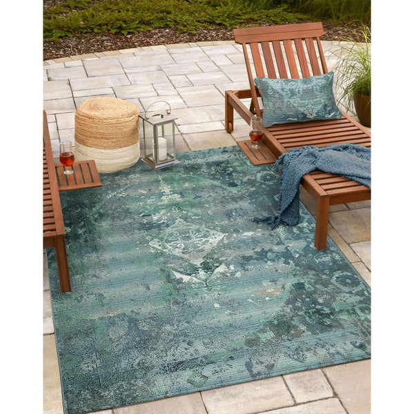 Trans Ocean Liora Manne Marina Transitional Indoor/Outdoor Pillow With Stunning Kermin Pattern For Any Space Blue Polypropylene,Polyester 7mr5s804303