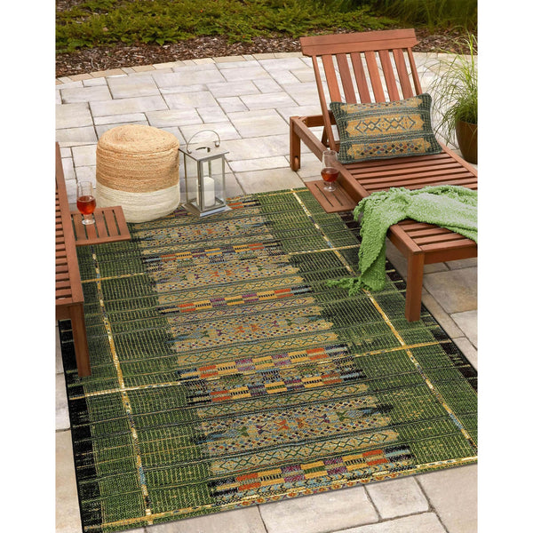 Trans Ocean Liora Manne Marina Tribal Stripe Indoor/Outdoor Pillow - Vibrant Geometric Accent For Any Space Green Polypropylene,Polyester 7mr5s805706