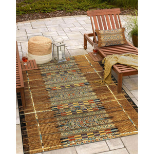 Trans Ocean Liora Manne Marina Tribal Stripe Indoor/Outdoor Pillow - Vibrant Geometric Accent For Any Space Gold Polypropylene,Polyester 7mr5s805709