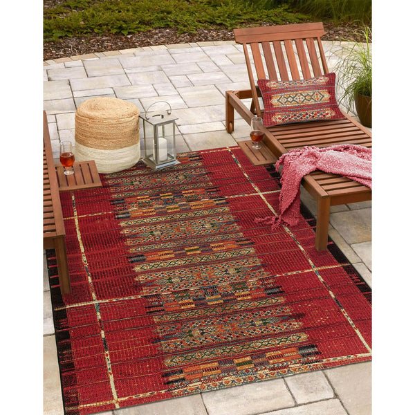 Trans Ocean Liora Manne Marina Tribal Stripe Indoor/Outdoor Pillow - Vibrant Geometric Accent For Any Space Red Polypropylene,Polyester 7mr5s805724