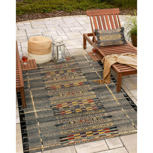 Trans Ocean Liora Manne Marina Tribal Stripe Indoor/Outdoor Pillow - Vibrant Geometric Accent For Any Space Black Polypropylene,Polyester 7mr5s805748