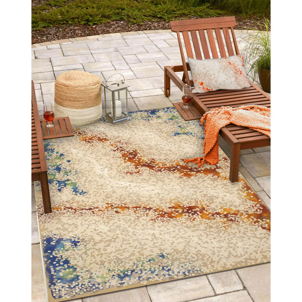 Trans Ocean Liora Manne Visions Iii Elements Indoor/Outdoor Handmade Pillow - Contemporary Blue Accent Piece Orange Polyester 7sc1s412624