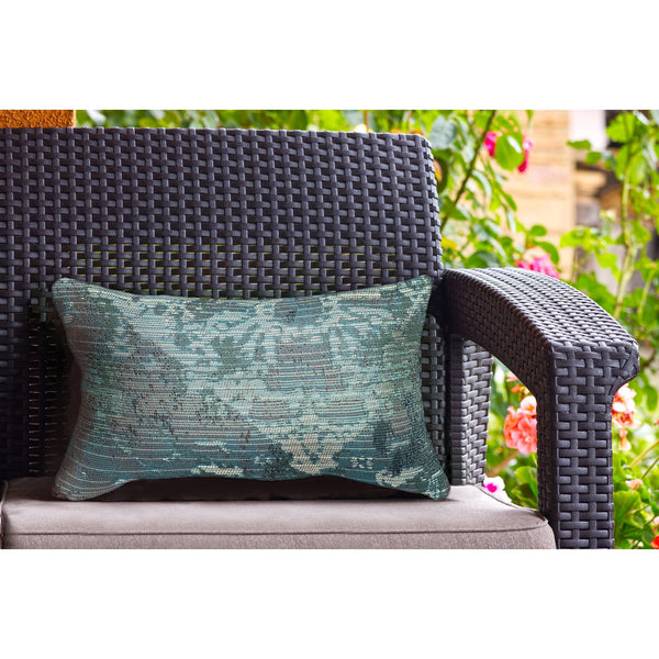 Trans Ocean Liora Manne Marina Transitional Indoor/Outdoor Pillow With Stunning Kermin Pattern For Any Space Blue Polypropylene,Polyester 7mr5s804303