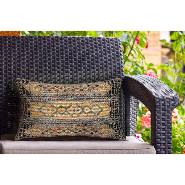 Trans Ocean Liora Manne Marina Tribal Stripe Indoor/Outdoor Pillow - Vibrant Geometric Accent For Any Space Black Polypropylene,Polyester 7mr5s805748