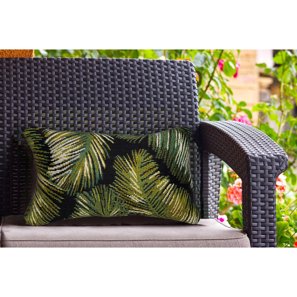 Trans Ocean Liora Manne Marina Palm Border Area Rug - Stylish Indoor/Outdoor Transitional Botanical Design Black Polypropylene,Polyester 7mr5s815148