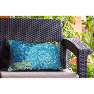 Trans Ocean Liora Manne Marina Mums Indoor/Outdoor Pillow - Vibrant Floral Design For Stylish Spaces Blue Polypropylene,Polyester 7mr5s818303