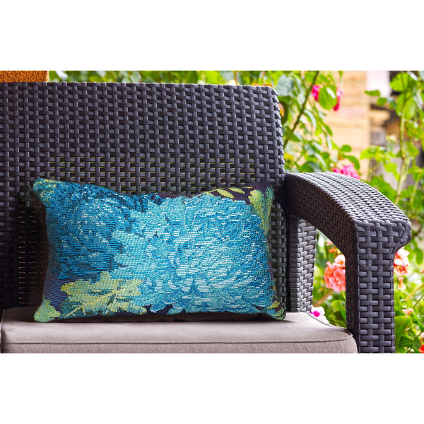 Trans Ocean Liora Manne Marina Mums Indoor/Outdoor Pillow - Vibrant Floral Design For Stylish Spaces Blue Polypropylene,Polyester 7mr5s818303