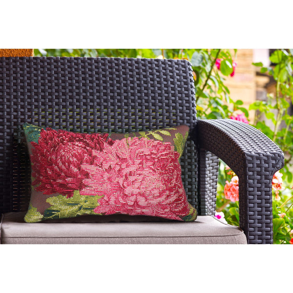 Trans Ocean Liora Manne Marina Mums Indoor/Outdoor Pillow - Vibrant Floral Design For Stylish Spaces Pink Polypropylene,Polyester 7mr5s818337