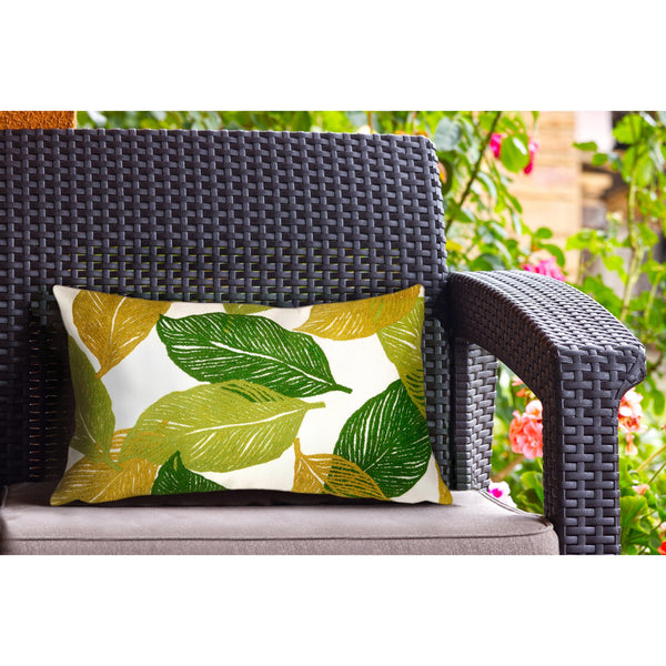 Trans Ocean Liora Manne Visions I Mystic Leaf Indoor/Outdoor Pillow - Vibrant Botanical Art For Any Space Green Polyester 7sa2s405106