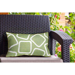 Trans Ocean Liora Manne Visions I Handmade Indoor/Outdoor Pillow - Geometric Accent For Stylish Spaces Green Polyester 7sa2s408716