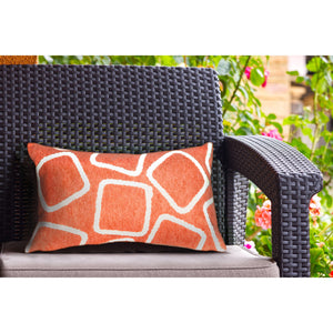 Trans Ocean Liora Manne Visions I Handmade Indoor/Outdoor Pillow - Geometric Accent For Stylish Spaces Orange Polyester 7sa2s408717