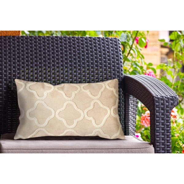 Trans Ocean Liora Manne Visions I Handcrafted Crochet Tile Indoor/Outdoor Pillow - Stylish Geometric Accent White Polyester 7sa2s413212