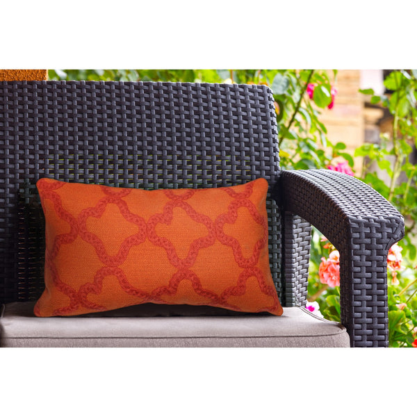 Trans Ocean Liora Manne Visions I Handcrafted Crochet Tile Indoor/Outdoor Pillow - Stylish Geometric Accent Orange Polyester 7sa2s413217