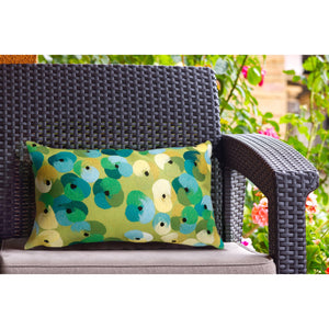 Trans Ocean Liora Manne Visions Ii Pansy Indoor/Outdoor Pillow - Handcrafted Geometric Accent For Modern Spaces Green Polyester 7sb2s413806