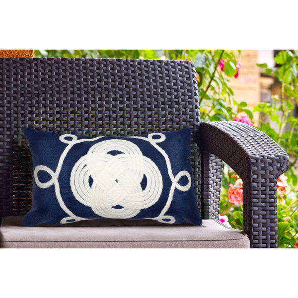 Trans Ocean Liora Manne Visions Ii Handmade Indoor/Outdoor Pillow - Nautical Geometric Design For Any Space Navy Polyester 7sb1s414333