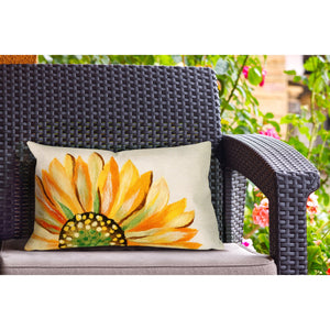 Trans Ocean Liora Manne Visions Iii Sunflower Indoor/Outdoor Handmade Pillow - Vibrant Botanical Accent Piece Yellow Polyester 7sc1s321609