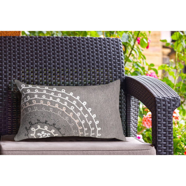 Trans Ocean Liora Manne Visions Iii Indoor/Outdoor Handmade Pillow - Transitional Medallion Artistry In Blue Grey Polyester 7sc1s410547