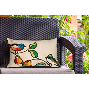 Trans Ocean Liora Manne Visions Iii Song Birds Handmade Indoor/Outdoor Pillow - Stunning Nature Garden Accent Ivory Polyester 7sc2s411912