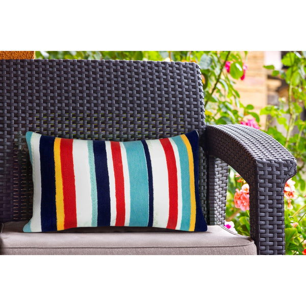 Trans Ocean Liora Manne Visions Iii Riviera Stripe Indoor/Outdoor Pillow - Handcrafted Nautical Home Accent Multi Polyester 7sc2s418744