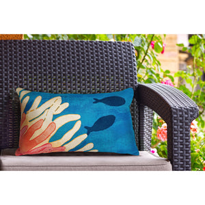Trans Ocean Liora Manne Visions Iii Coastal Indoor/Outdoor Pillow - Stunning Reef & Fish Design For Any Space Orange Polyester 7sc1s421117