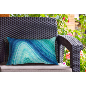 Trans Ocean Liora Manne Visions Iii Artistic Indoor/Outdoor Pillow With Dramatic Wave Design For Any Space Blue Polyester 7sc1s501123