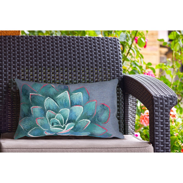 Trans Ocean Liora Manne Visions Iv Indoor/Outdoor Handmade Pillow - Stunning Botanicals For Modern Spaces Blue Polyester 7sd1s431603