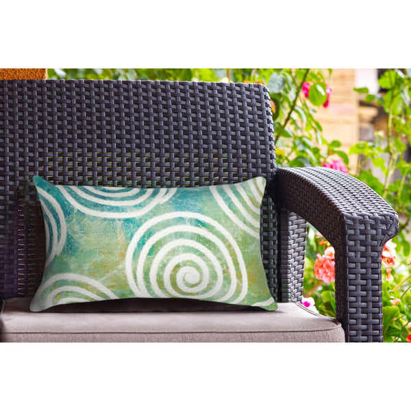Trans Ocean Liora Manne Visions Iv Curl Indoor/Outdoor Handmade Pillow - Durable, Artistic Accent For Any Space Blue Polyester 7sd1s505504