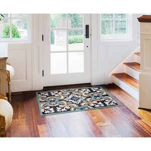 Trans Ocean Liora Manne Ravella Floral Tile Indoor/Outdoor Area Rug - Vibrant Geometric Design For All Spaces Blue Polypropylene,Acrylic Rvl23225333