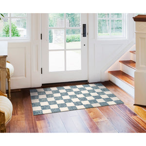 Trans Ocean Liora Manne Savannah Indoor Hand-tufted Wool Area Rug – Elegant Checkerboard Design For Modern Homes Blue Wool Pile Svh23951303