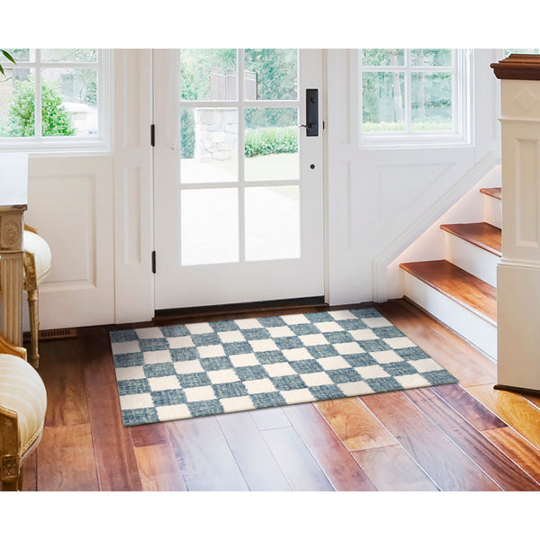 Trans Ocean Liora Manne Savannah Indoor Hand-tufted Wool Area Rug – Elegant Checkerboard Design For Modern Homes Blue Wool Pile Svh23951303