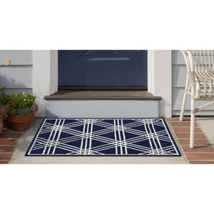 Trans Ocean Liora Manne Capri Hex Indoor/Outdoor Durable Area Rug - Stylish Geometric Accent For Any Space Navy Polyester,Acrylic Cap23174133