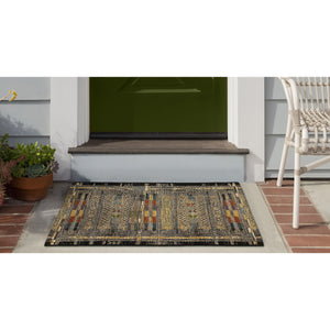 Trans Ocean Liora Manne Esencia Tribal Stripe Indoor/Outdoor Mat - Vibrant Southwestern Design For Any Space Black Polypropylene,Polyester Ecn23805748