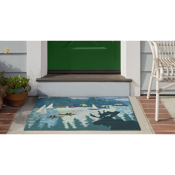 Trans Ocean Liora Manne Esencia Lake Life Indoor/Outdoor Mat - Whimsical Sailboats For Your Home Or Patio Blue Polypropylene,Polyester Ecn23959103