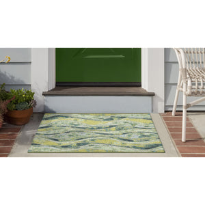 Trans Ocean Liora Manne Esencia Wave Indoor/Outdoor Mat - Contemporary Abstract Design In Soothing Blue Hues Green Polypropylene,Polyester Ecn23966206