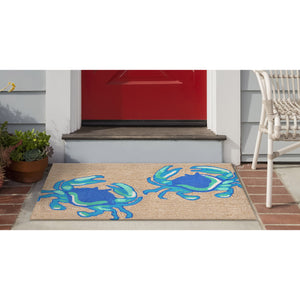 Trans Ocean Liora Manne Frontporch Crabs Indoor/Outdoor Mat - Coastal Charm With Playful Design For Beach Lovers Blue Polyester,Acrylic Ftp23140403