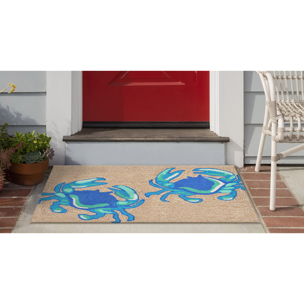 Trans Ocean Liora Manne Frontporch Crabs Indoor/Outdoor Mat - Coastal Charm With Playful Design For Beach Lovers Blue Polyester,Acrylic Ftp23140403