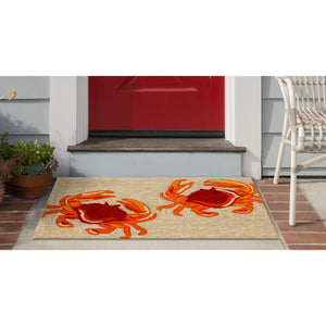 Trans Ocean Liora Manne Frontporch Crabs Indoor/Outdoor Mat - Coastal Charm With Playful Design For Beach Lovers Natural Polyester,Acrylic Ftp34140412