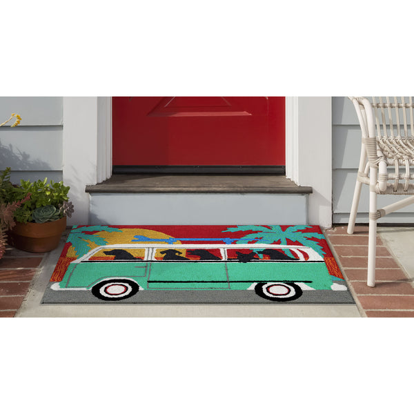 Trans Ocean Liora Manne Frontporch Beach Trip Indoor/Outdoor Mat - Playful Coastal Design With Black Labs Blue Polyester,Acrylic Ftp34147504