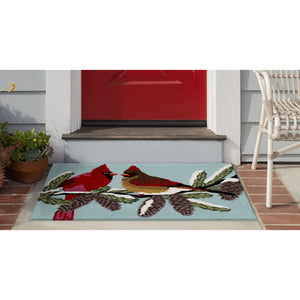 Trans Ocean Liora Manne Frontporch Cardinals Indoor/Outdoor Rug – Hand Tufted, Durable, And Weather Resistant Design Blue Polyester,Acrylic Ftp12153803