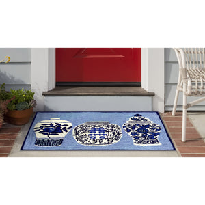 Trans Ocean Liora Manne Frontporch Ginger Jars Indoor/Outdoor Rug - Vibrant Floral Design For Any Space Blue Polyester,Acrylic Ftp23241003