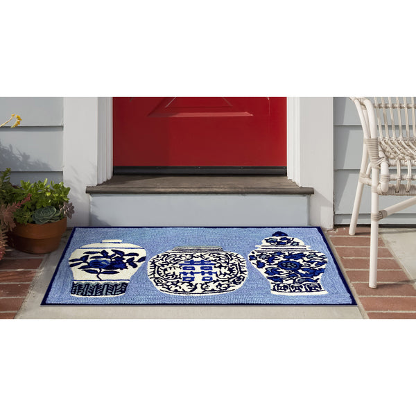 Trans Ocean Liora Manne Frontporch Ginger Jars Indoor/Outdoor Rug - Vibrant Floral Design For Any Space Blue Polyester,Acrylic Ftp23241003