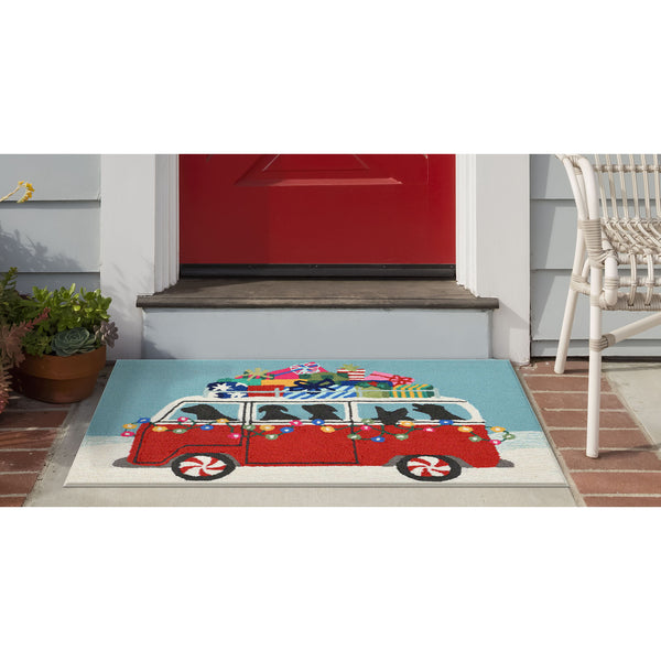 Trans Ocean Liora Manne Frontporch Happy Howlidays Indoor/Outdoor Mat – Festive Pet Scene For Holiday Cheer Red Polyester,Acrylic Ftp34242724