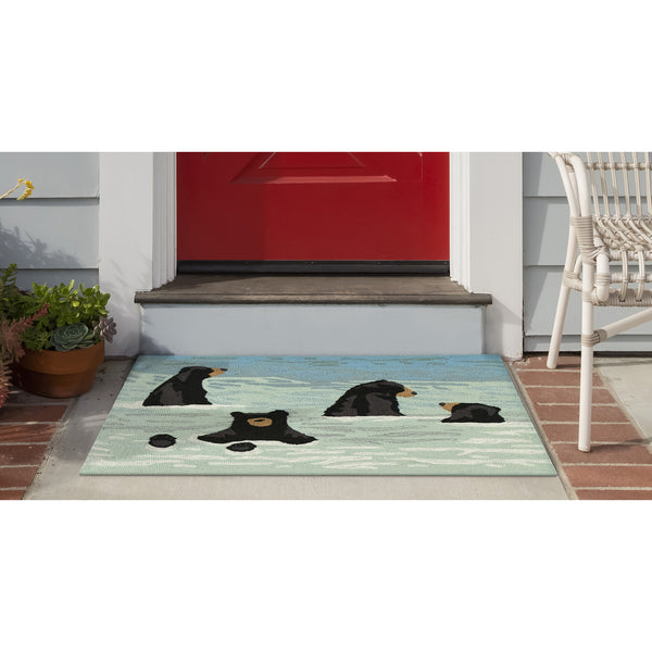 Trans Ocean Liora Manne Frontporch Bathing Bears Rug - Charming Indoor/Outdoor Mat For Nature Lovers' Spaces Blue Polyester,Acrylic Ftp34434003