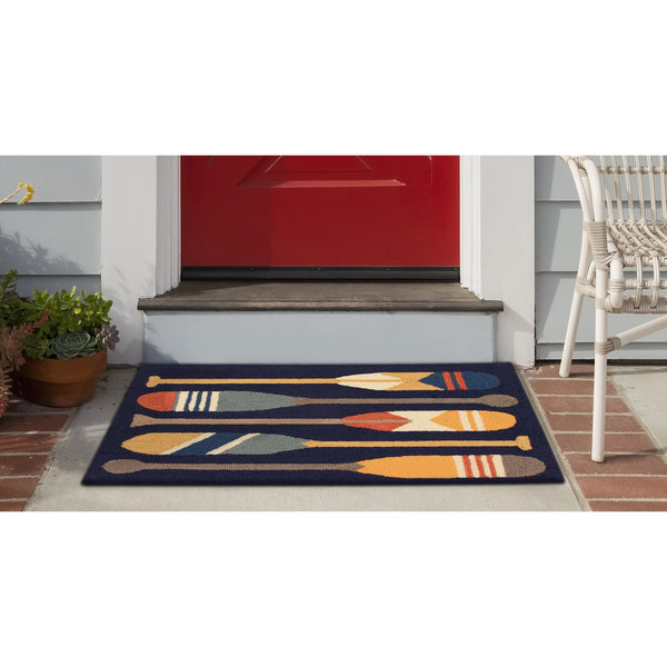 Trans Ocean Liora Manne Frontporch Nautical Paddles Indoor/Outdoor Mat - Vibrant Boating Design For Any Space Navy Polyester,Acrylic Ftp12450833