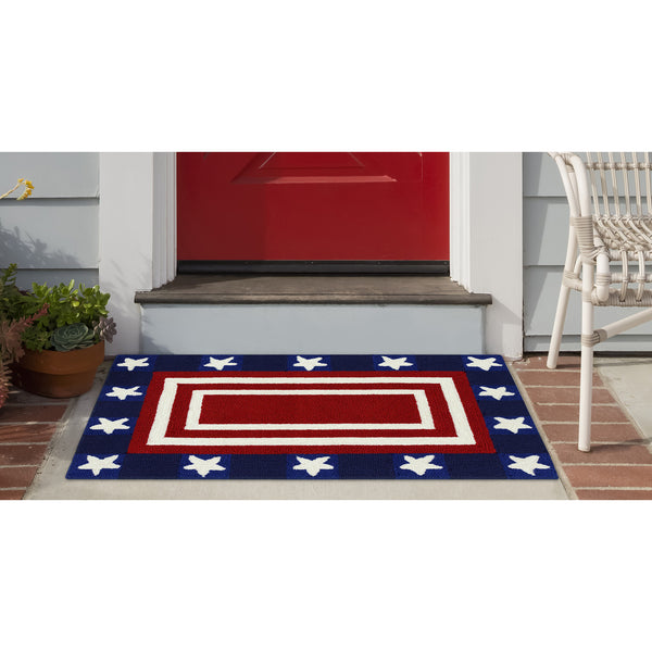 Trans Ocean Liora Manne Frontporch Patriotic Pendant Indoor/Outdoor Area Rug – Vibrant Americana Design For All Spaces Red Polyester,Acrylic Ftp12463724