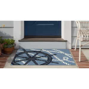 Trans Ocean Liora Manne Frontporch Captain's Wheel Indoor/Outdoor Mat - Nautical Design For Stylish Spaces Blue Polyester,Acrylic Ftp34467203