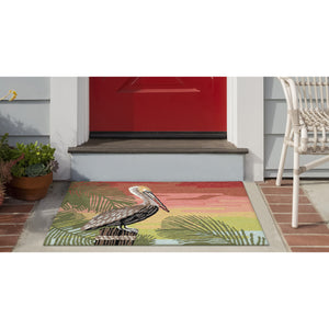 Trans Ocean Liora Manne Frontporch Pelican Indoor/Outdoor Mat - Stunning Tropical Design To Enhance Your Space Orange Polyester,Acrylic Ftp34471218