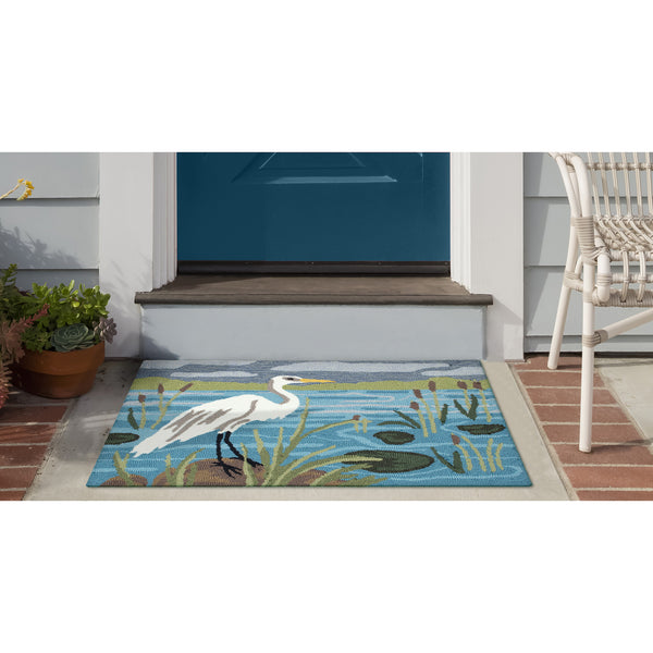 Trans Ocean Liora Manne Frontporch Egret Indoor/Outdoor Mat - Durable, Hand-tufted Rug With Marsh Scene Design Blue Polyester,Acrylic Ftp23472403